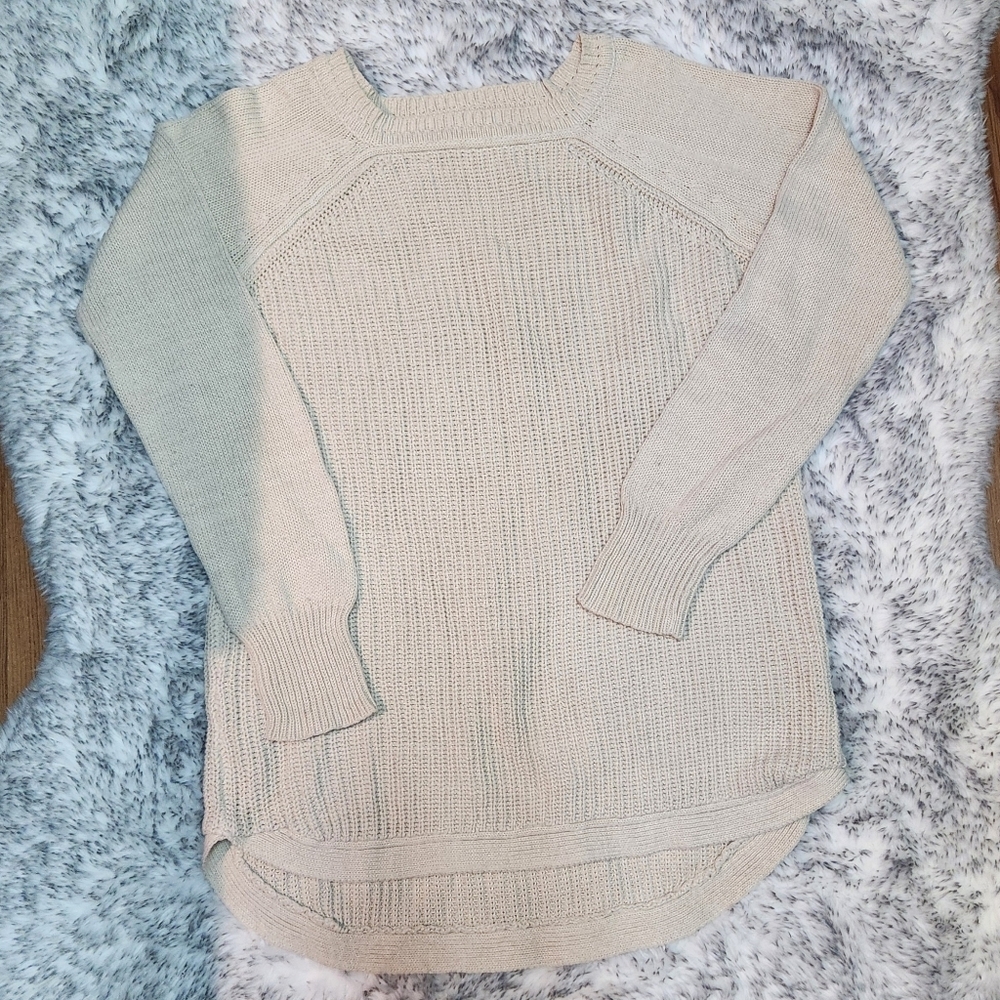 High Low Beige Knit Sweater